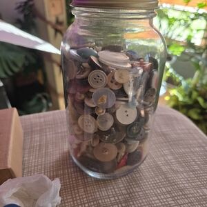 Mason Jar of Assorted Buttons One pound.